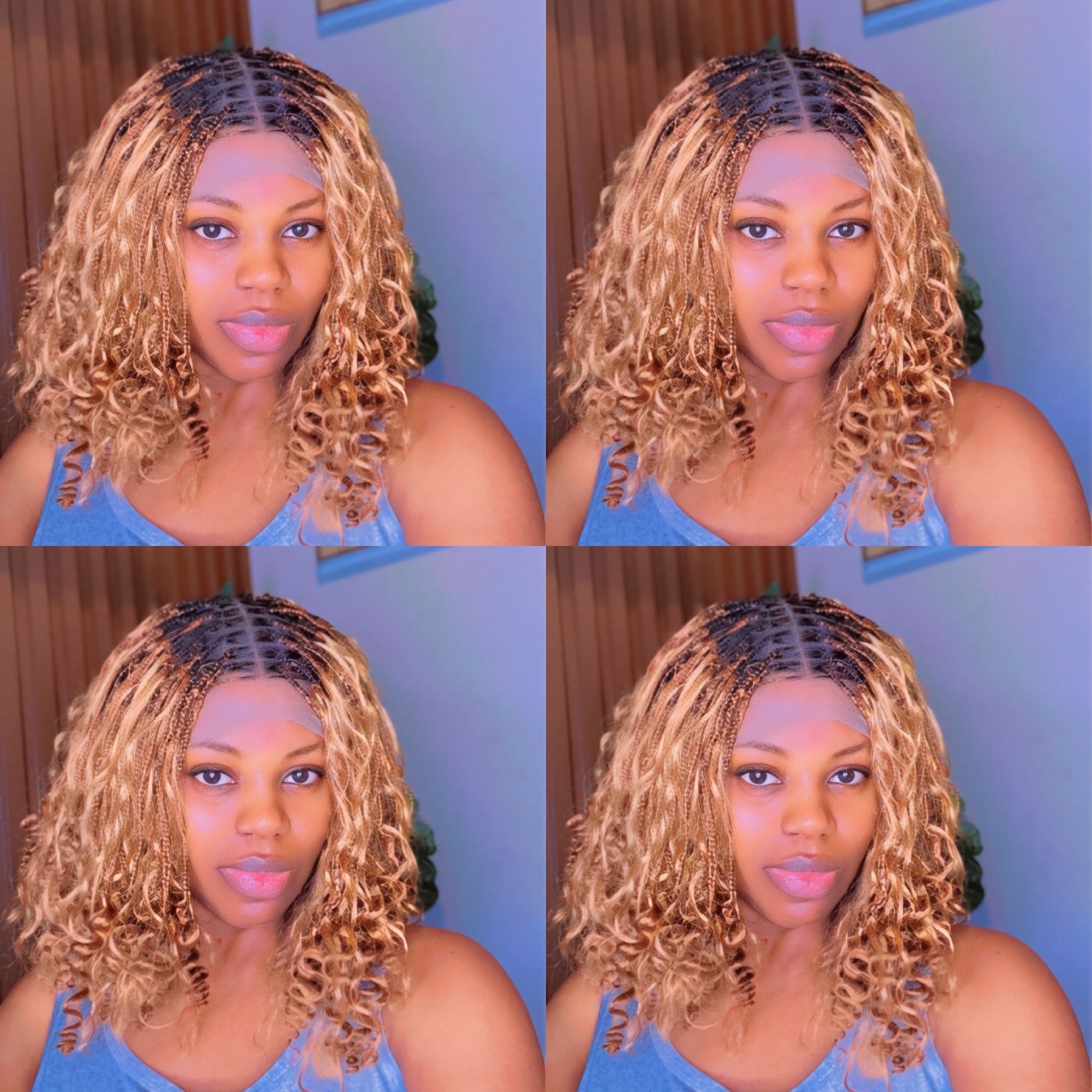 Honey blonde short boho braids
