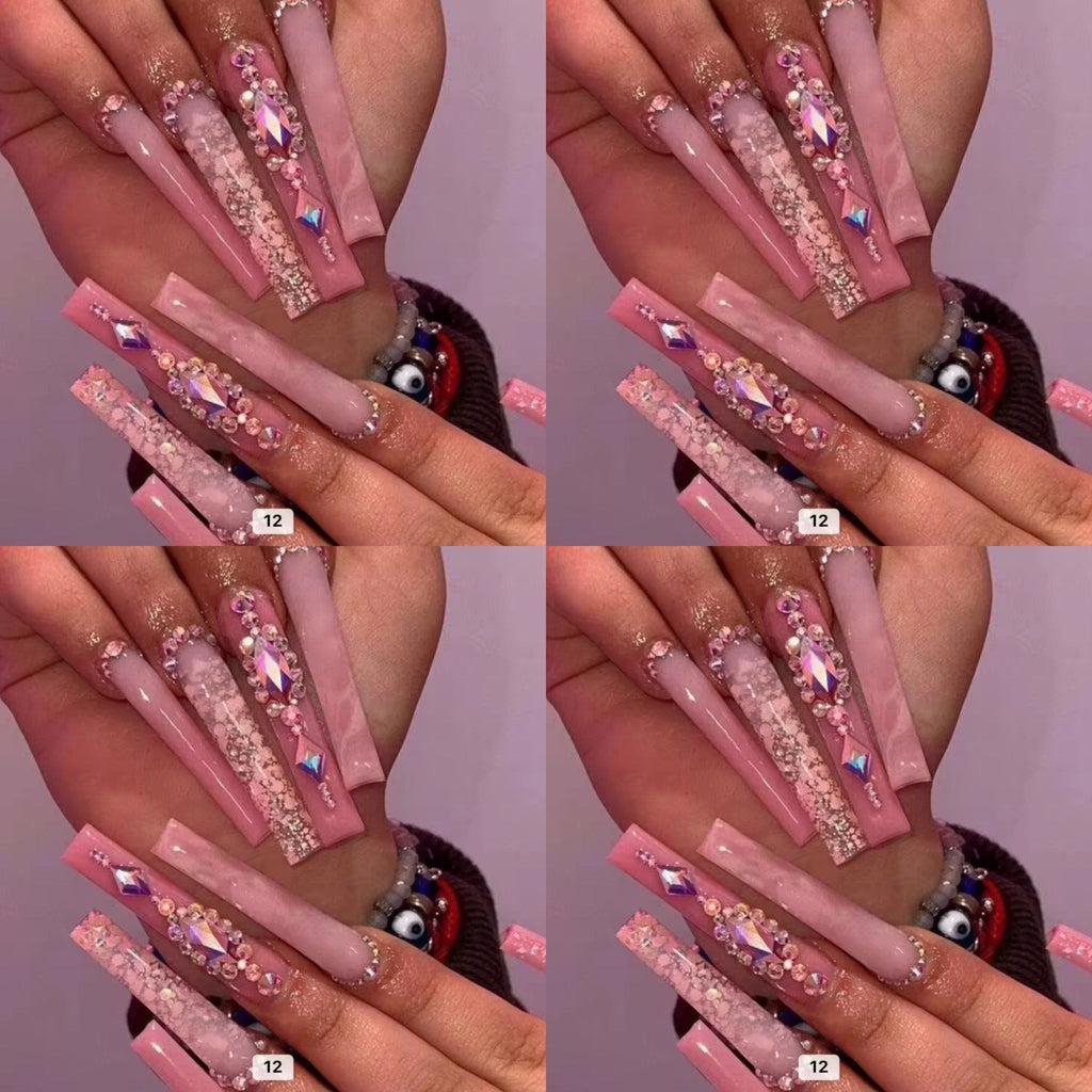 Natural tone long press on nails