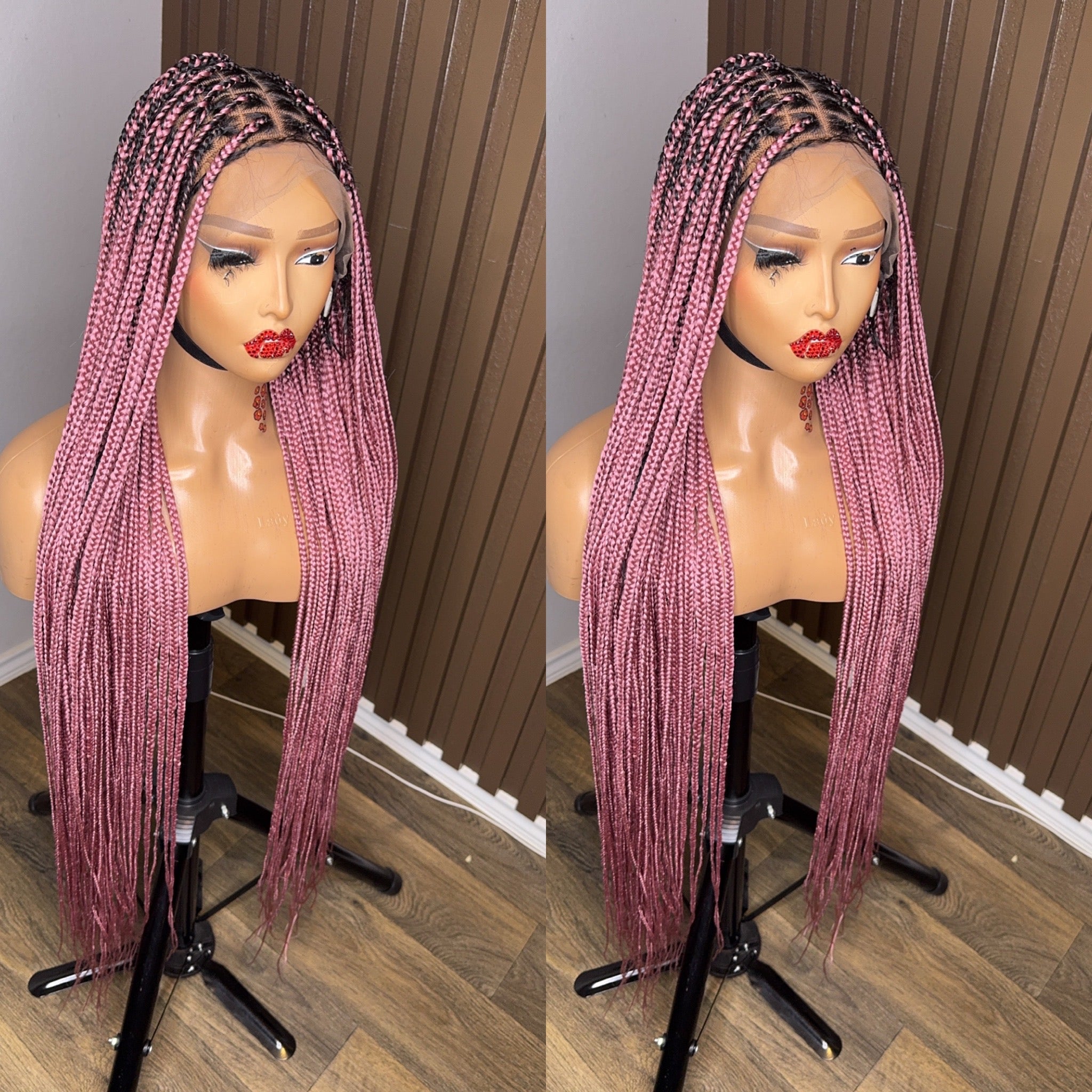 Light pink darkroot knotless braiddd wig