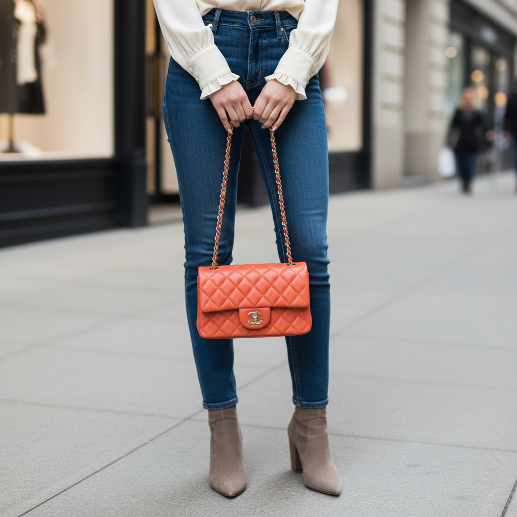 Chanel Lambskin & Gold-Tone Metal 
Dark Orange