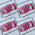 Pink acrylic press on nails with champagne