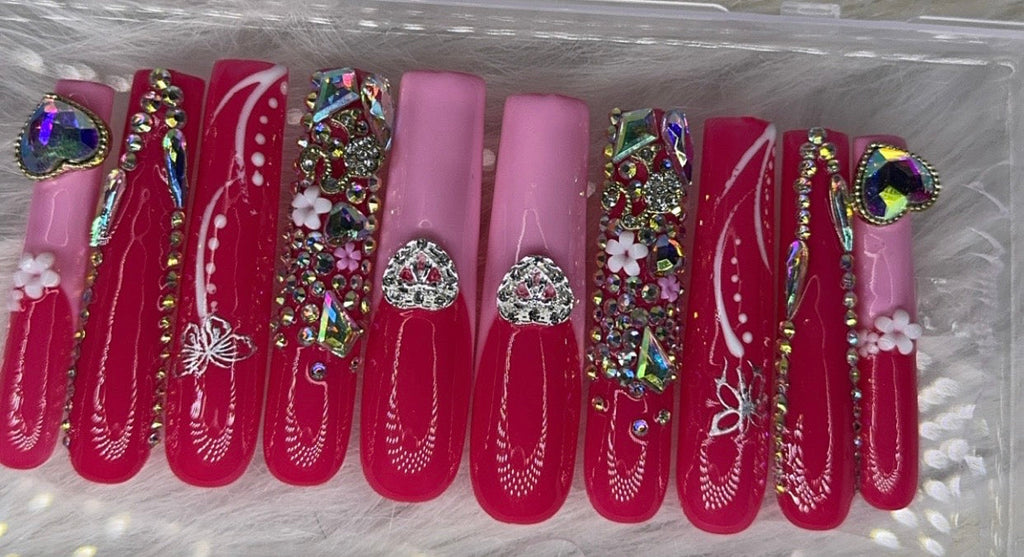 Pink nails acrylic press on nails