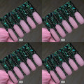 Green crystal long press on nails