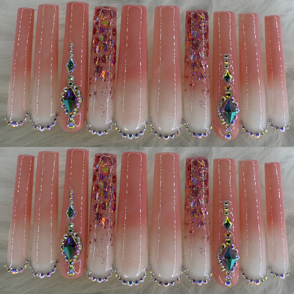 Natural tone long press on nails