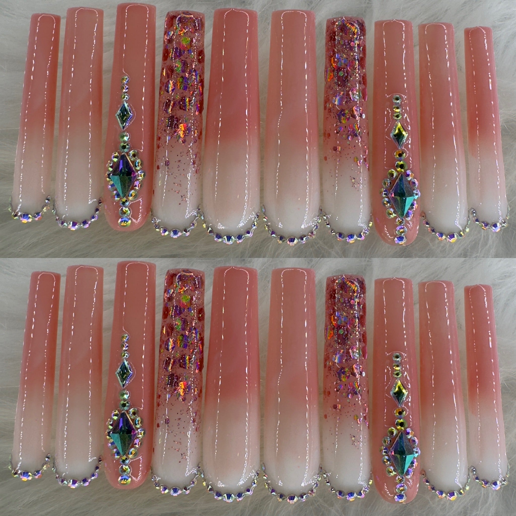 Natural tone long press on nails