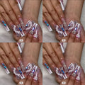 Purple and white long acrylic nails