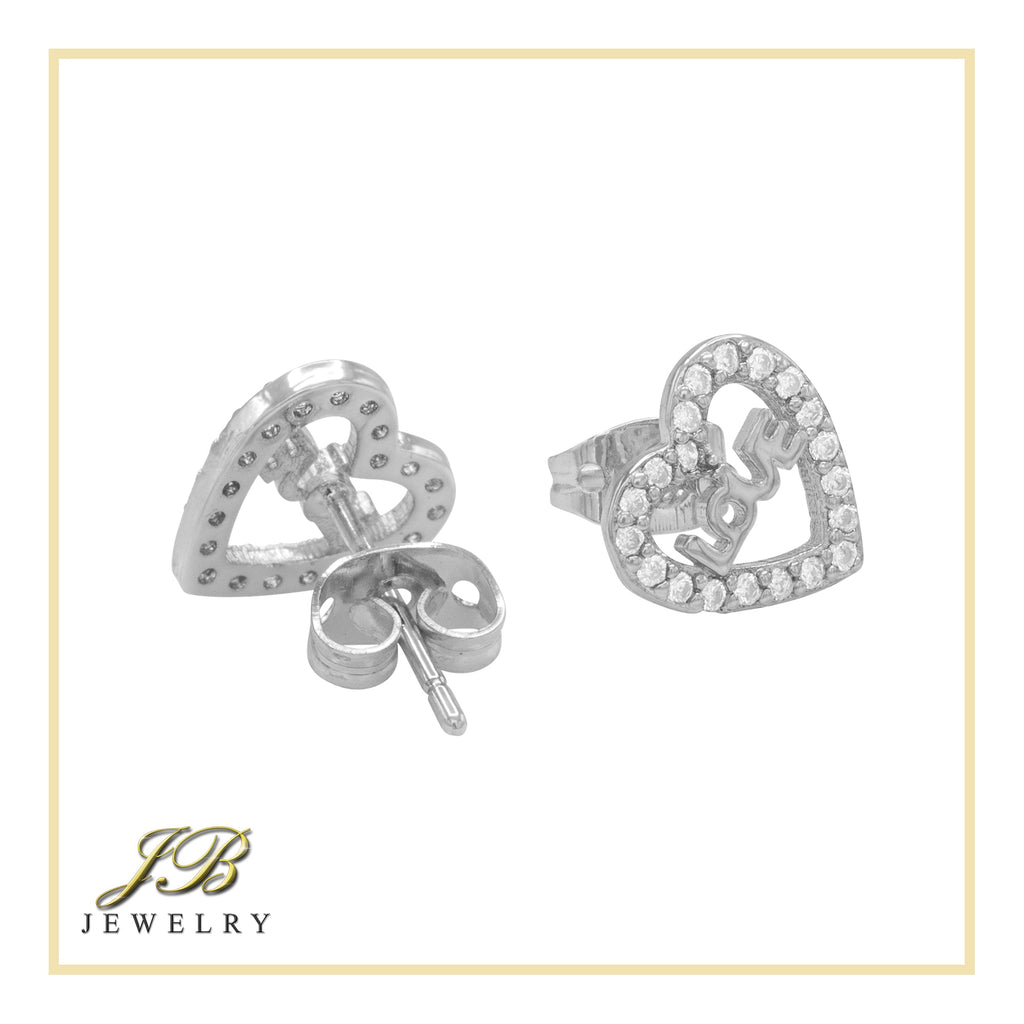 Heart 14 Cubic Zirconia Earrings 14K Gold Filled Silver Hip Hop Studs Jewelry Women
