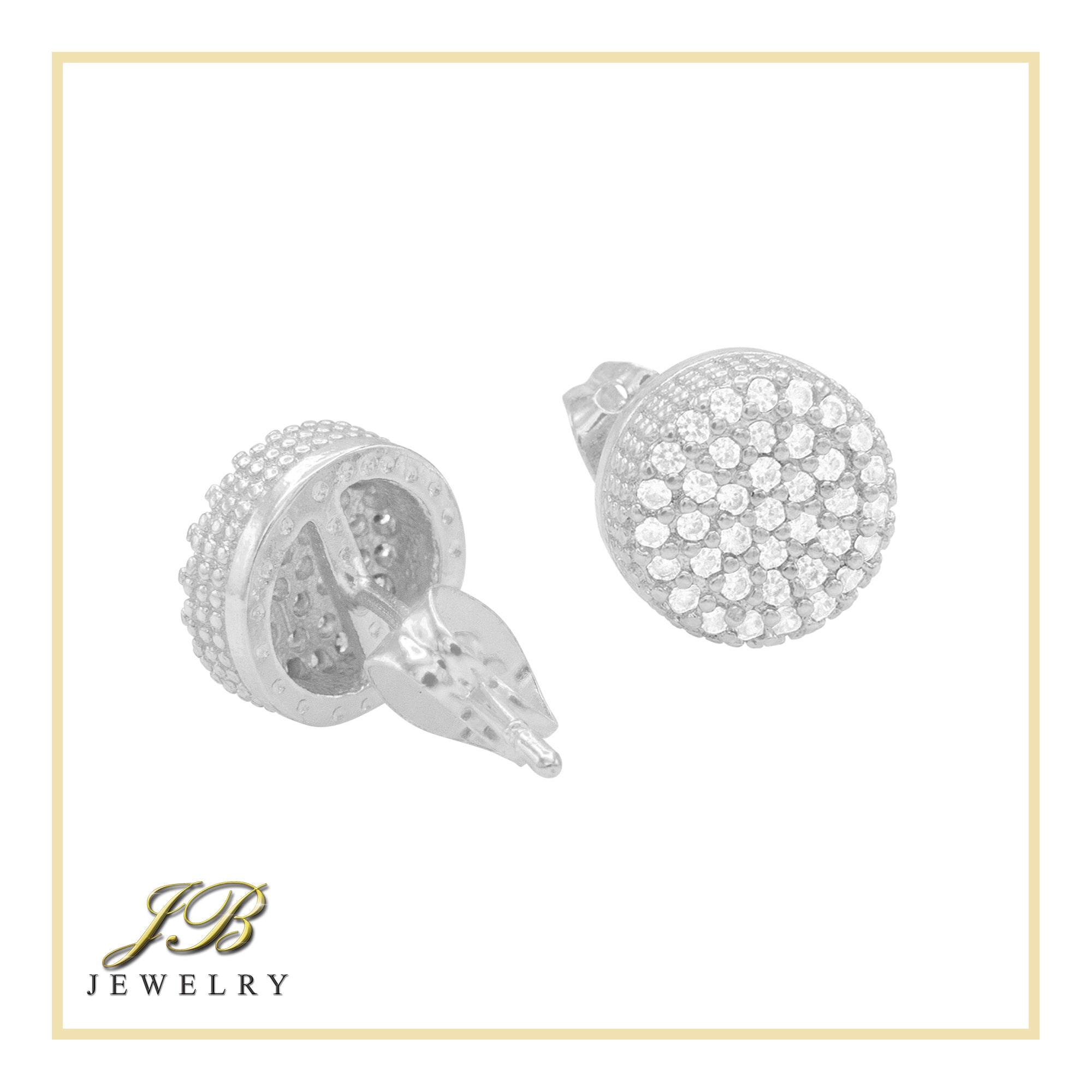 Round 4 Cubic Zirconia Earrings 14K Gold Filled Silver Hip Hop Studs Jewelry Women Men