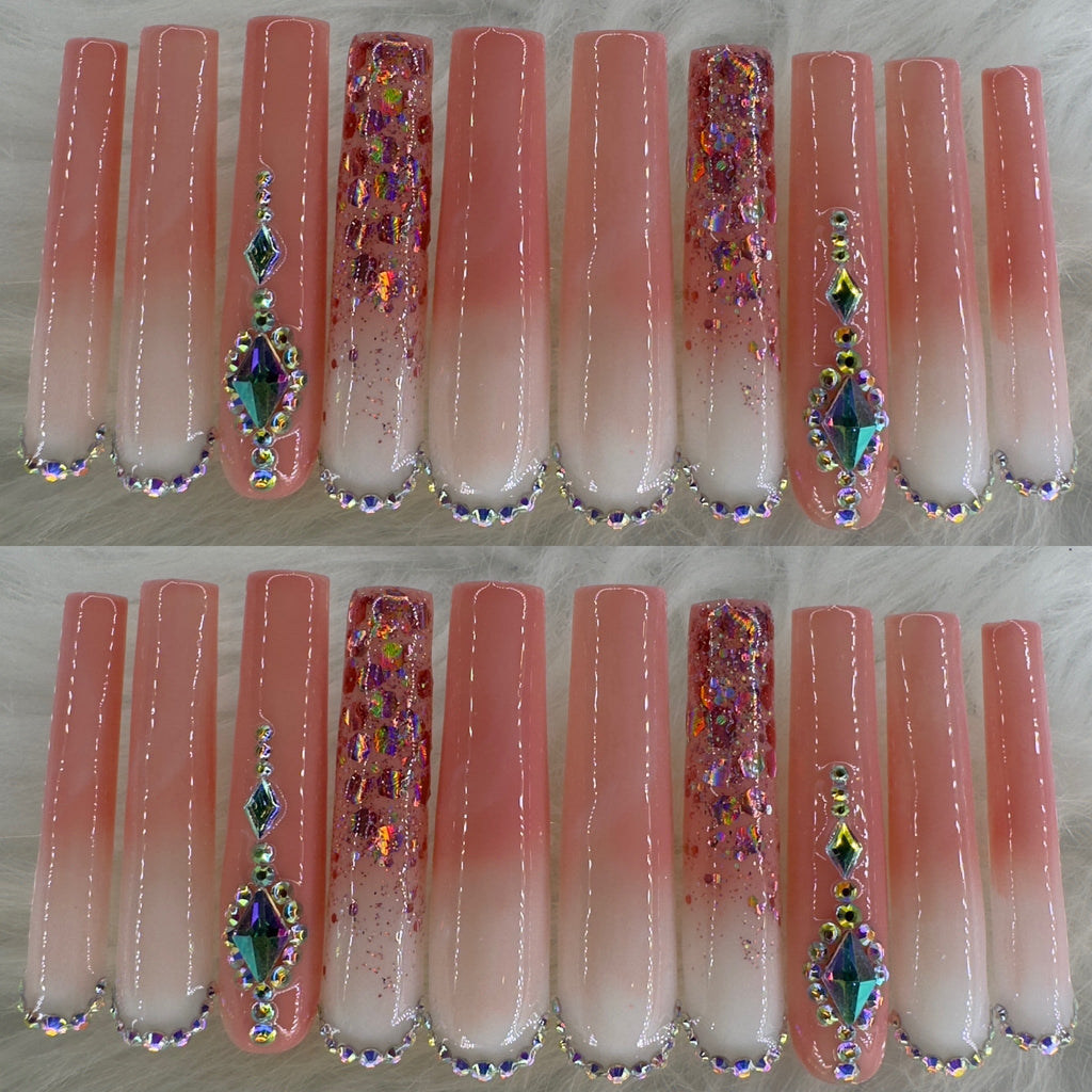 Natural tone long press on nails