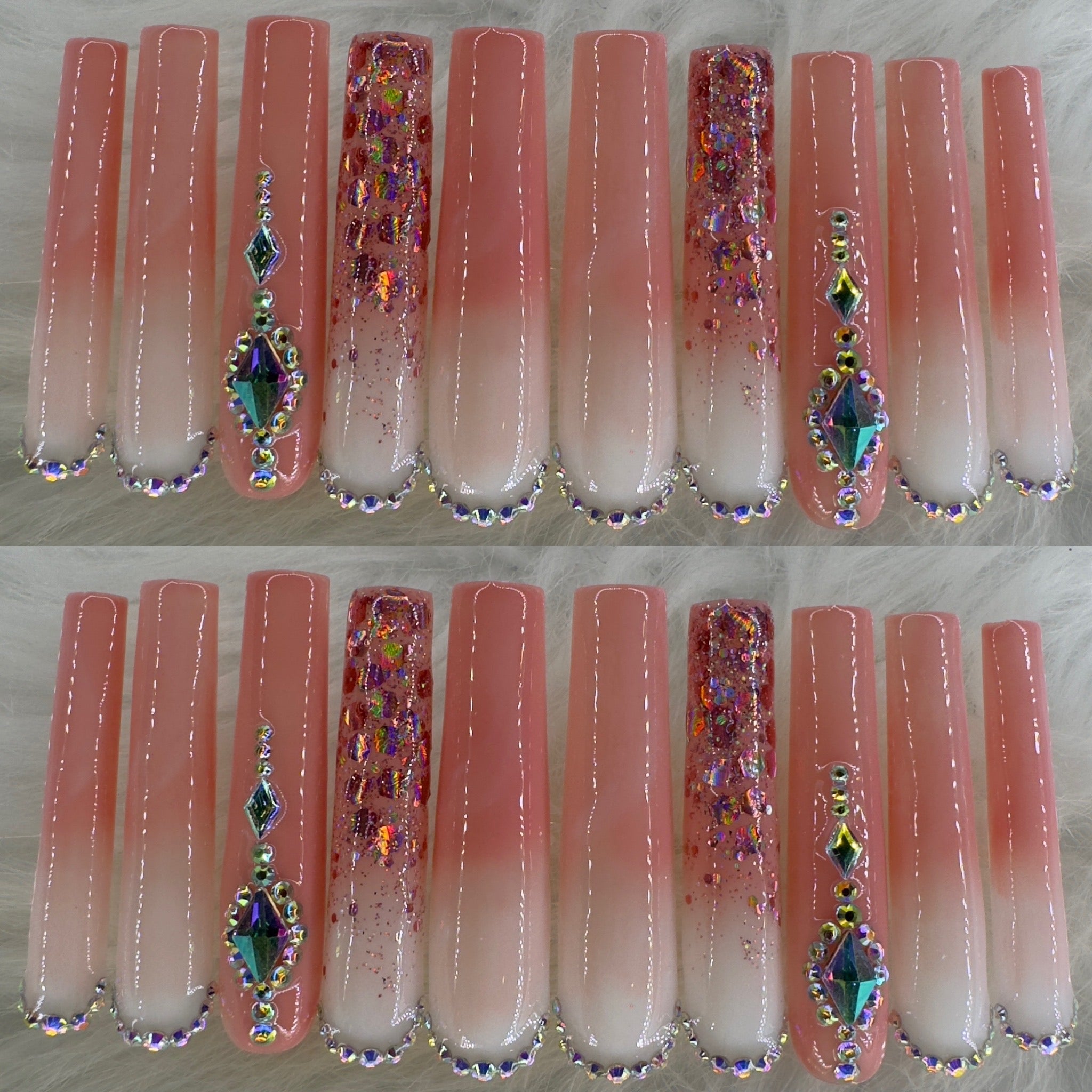 Natural tone long press on nails