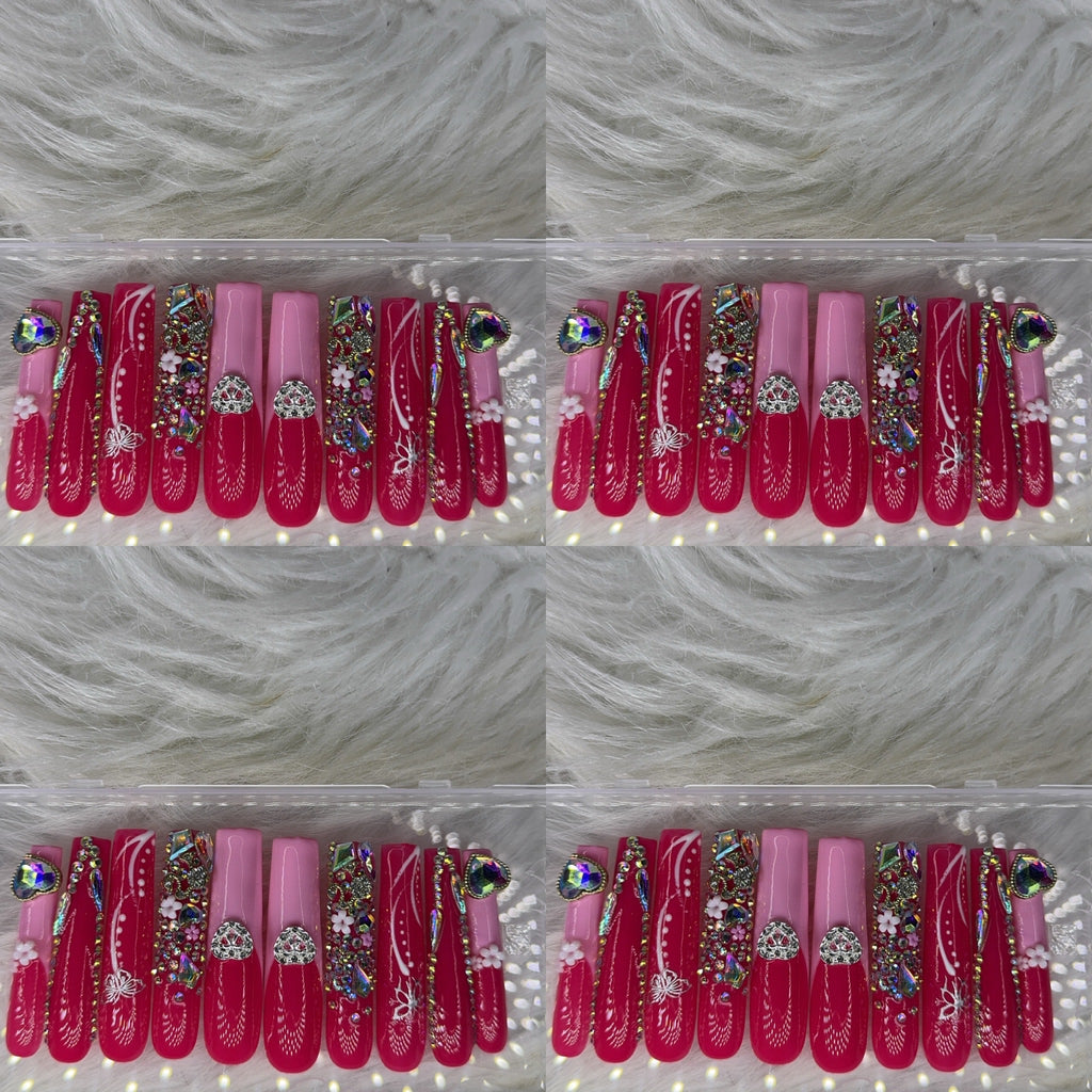 Pink nails acrylic press on nails