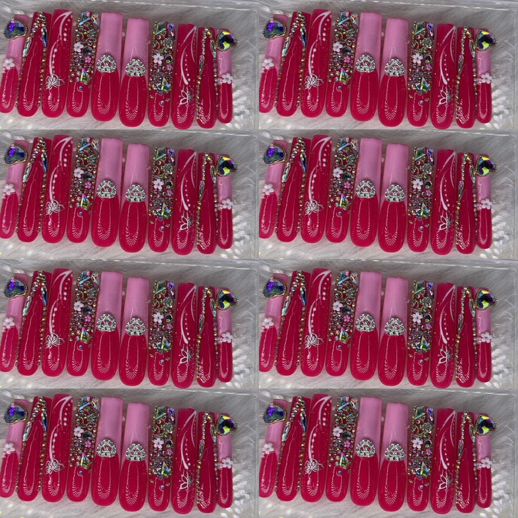 Pink nails acrylic press on nails