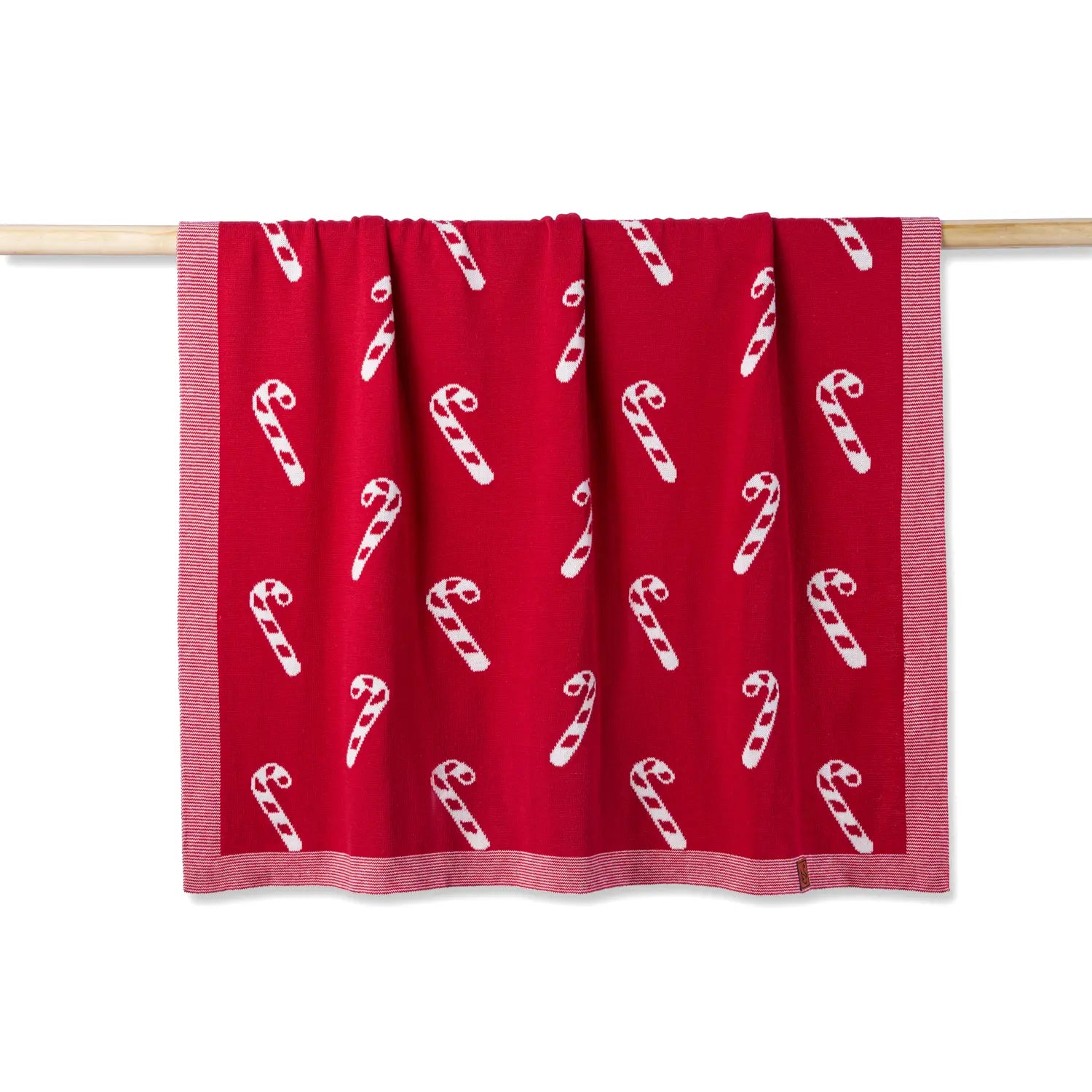Christmas Candy Cane Jacquard Knit Baby Blanket