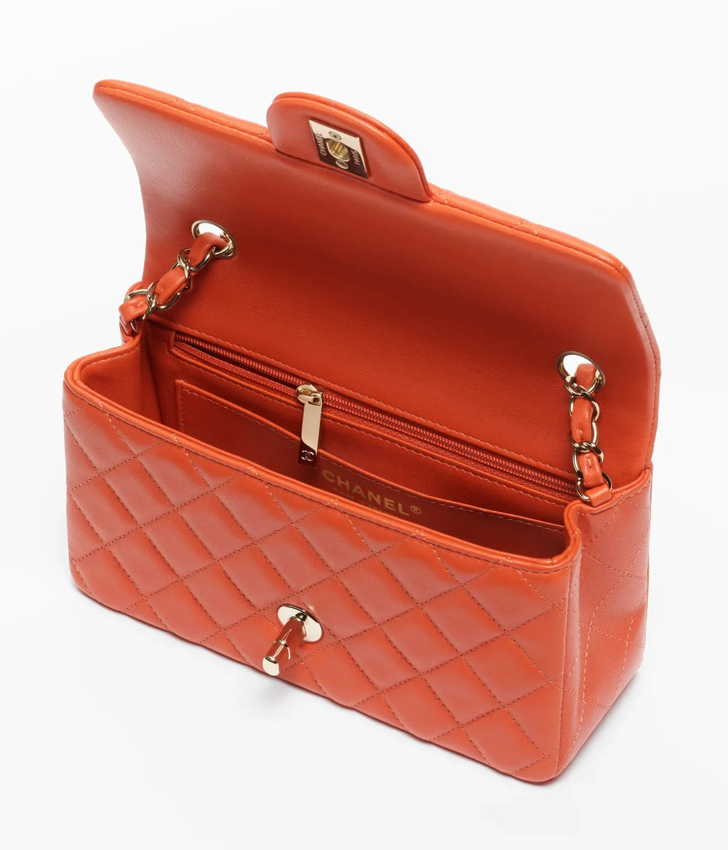 Chanel Lambskin & Gold-Tone Metal 
Dark Orange