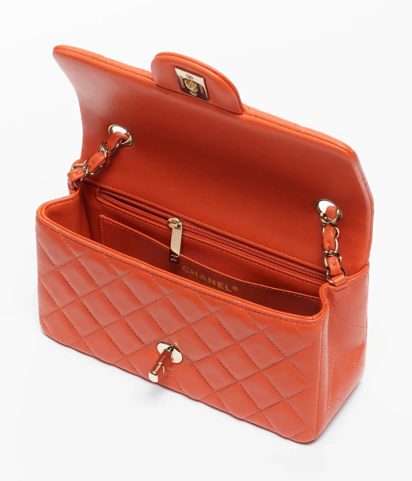Chanel Lambskin & Gold-Tone Metal 
Dark Orange
