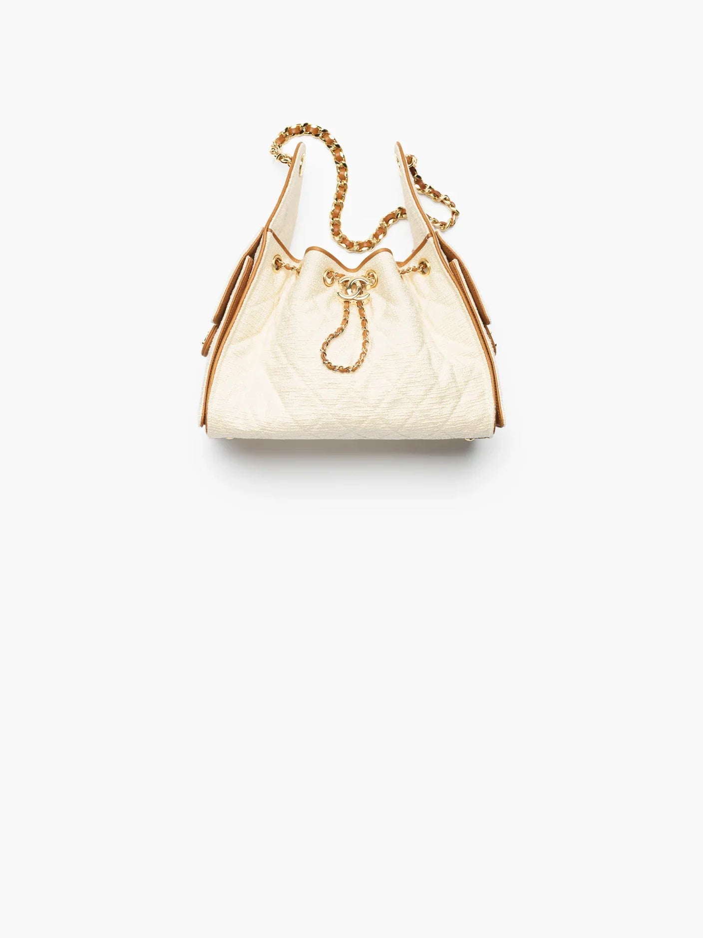 Chanel Canvas, Calfskin & Gold-Tone Metal 
Ecru & Camel