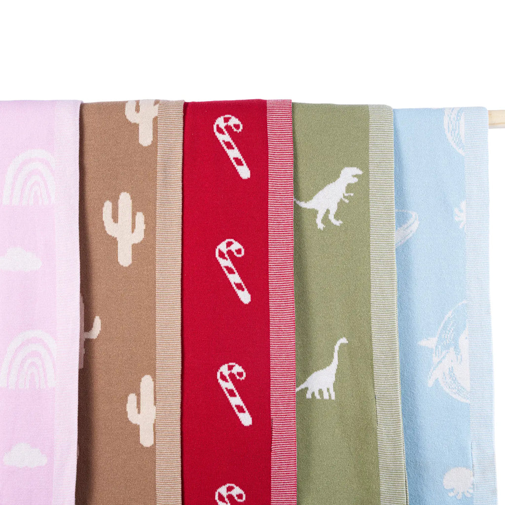Cactus Jacquard Knit Baby Blanket
