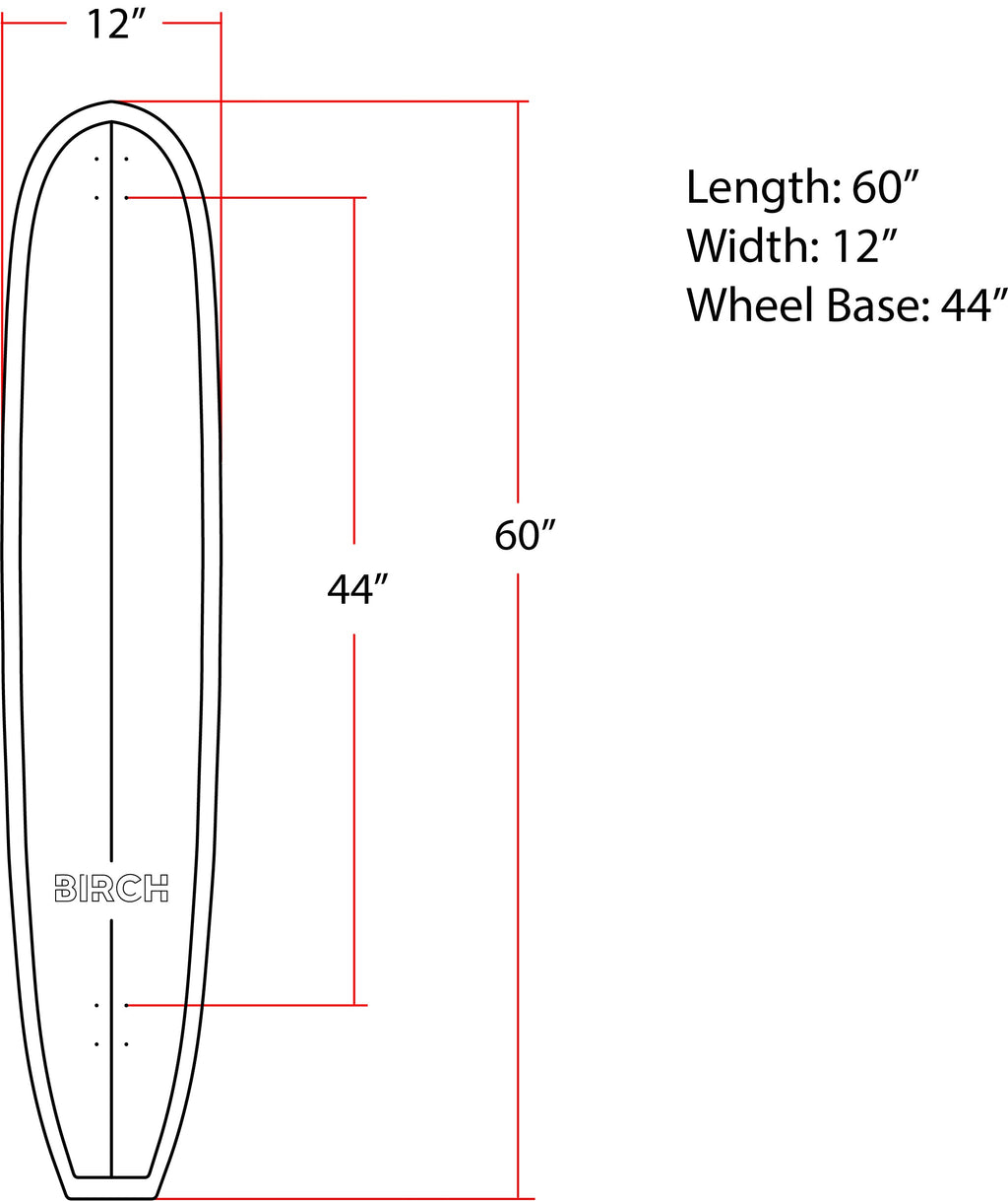 BIRCH 60" Longboard Skateboard - Complete Setup
