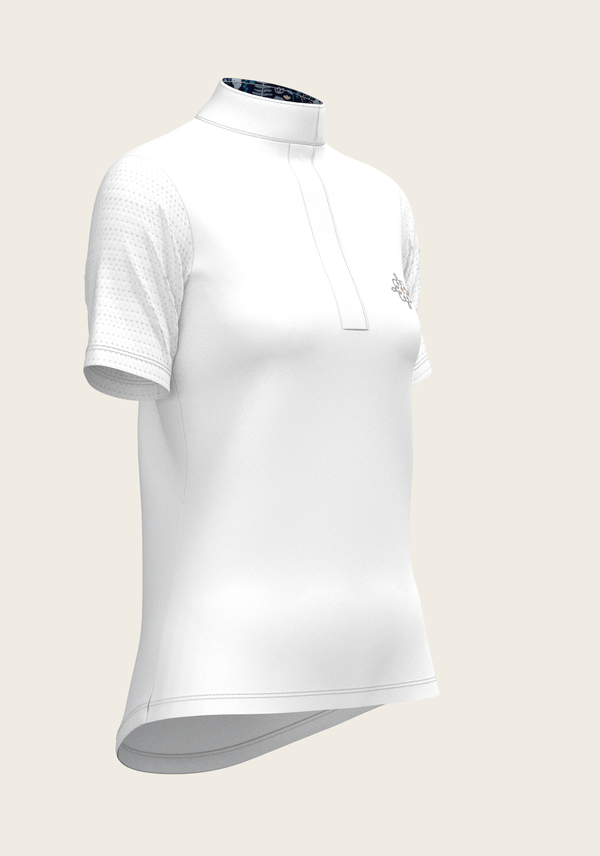  White with Forest on Navy Inner Details Short Sleeve Show Shirt