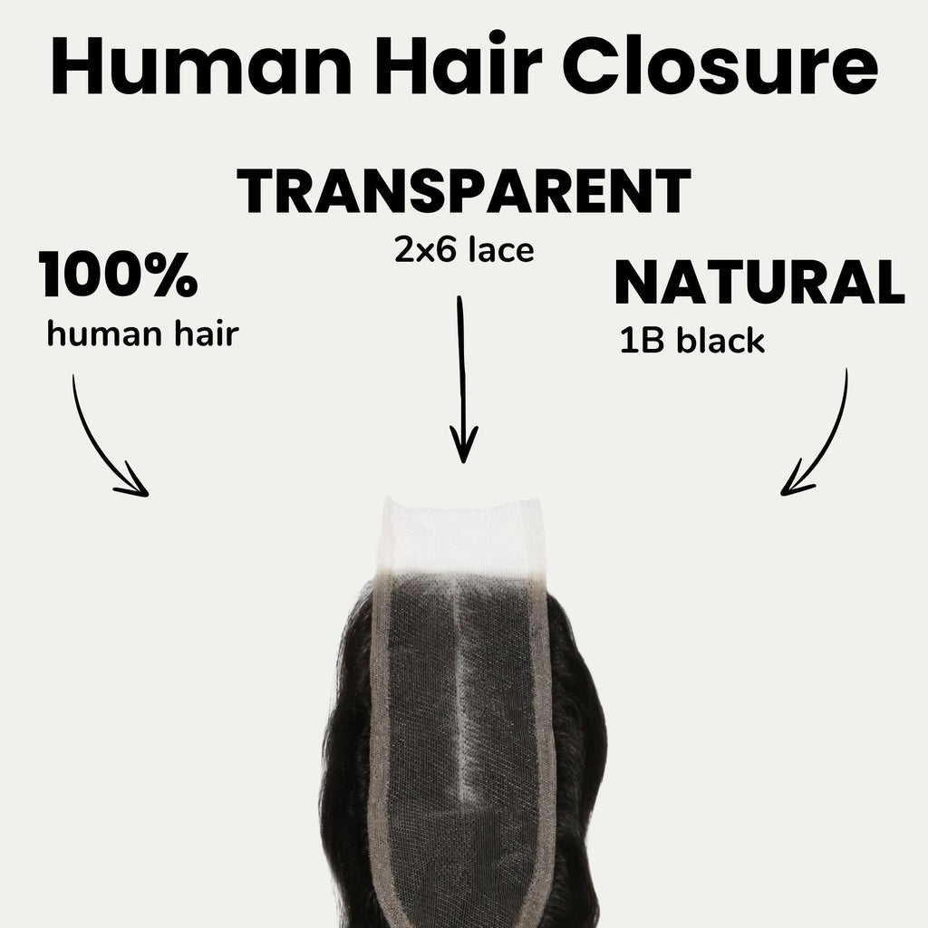 Loose Wave 2x6 Transparent Lace Human Hair Closure