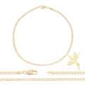 Guardian Angel Pendant 14K Gold Filled Cubic Zirconia Anklet 10" Set 2.5 mmWomen Jewelry