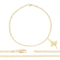 Butterfly CZ Pendant 14K Anklet Gold Filled Cubic Zirconia 10" Women