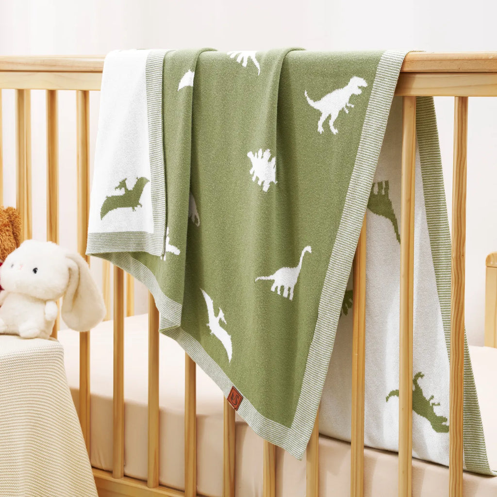 Dinosaur Jacquard Knit Baby Blanket