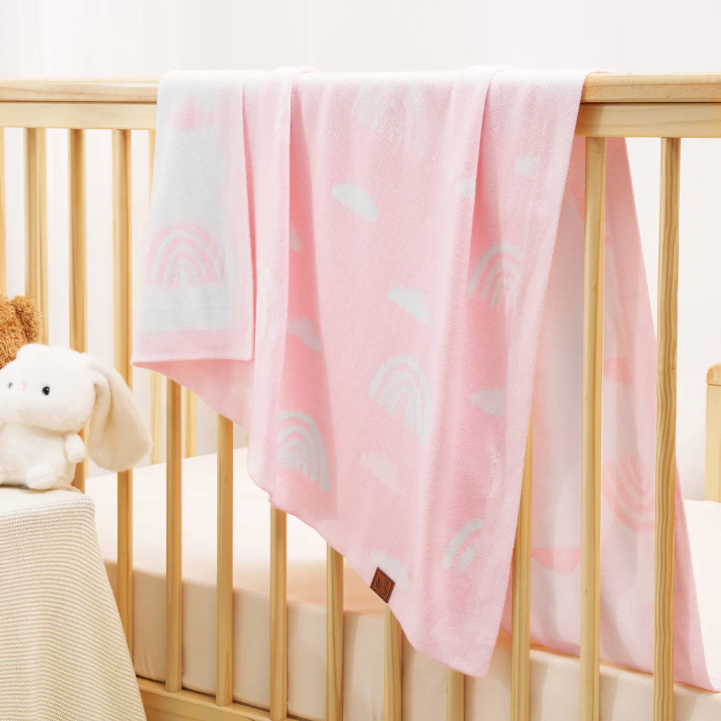 Rainbow Jacquard Knit Baby Blanket