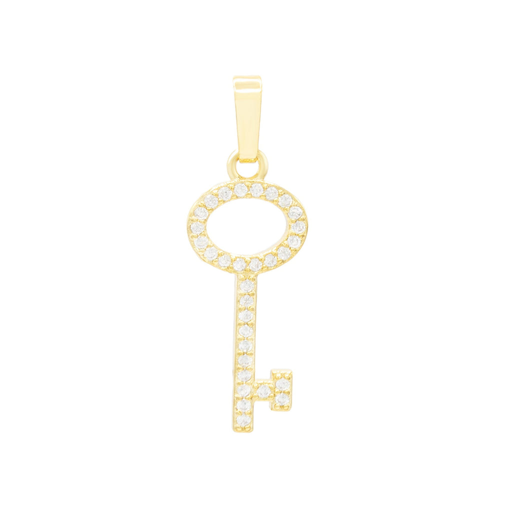Key Pendant 14K Anklet Gold Filled Cubic Zirconia Charm Rope Chain Set 10" Women Jewelry