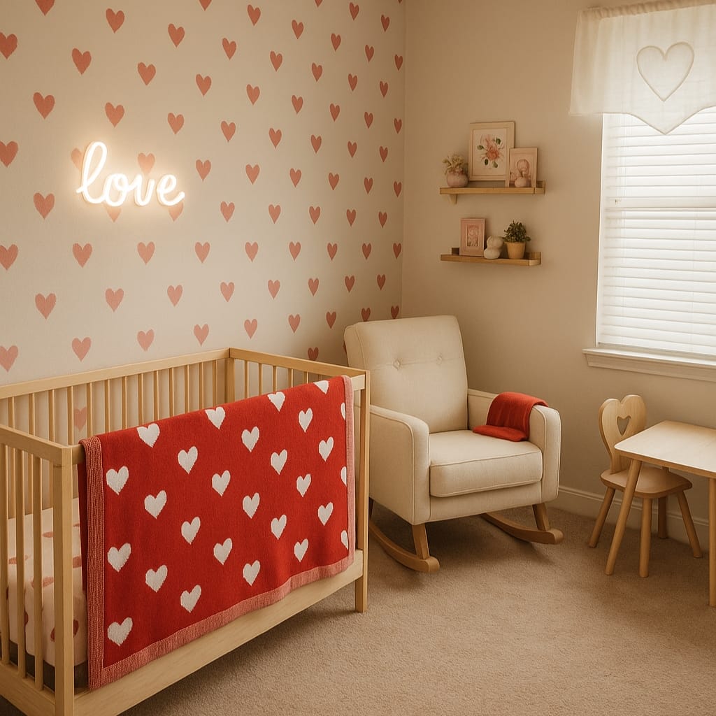 Valentine Heart Jacquard Baby Blanket