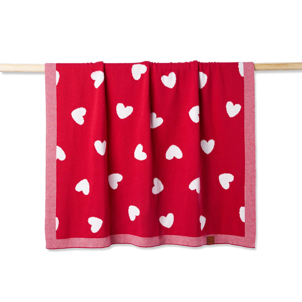 Valentine Heart Jacquard Baby Blanket