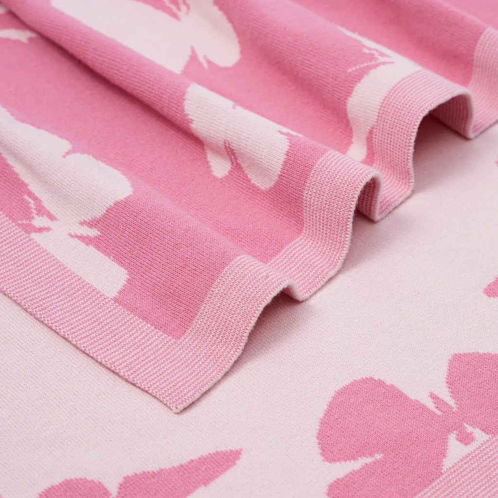Butterfly Jacquard Knit Baby Blanket