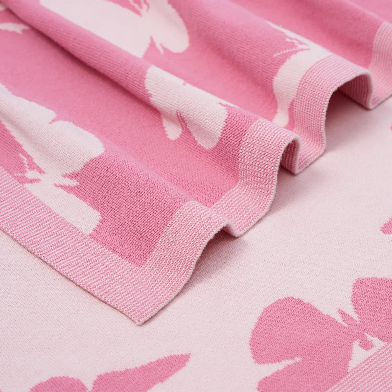 Butterfly Jacquard Knit Baby Blanket