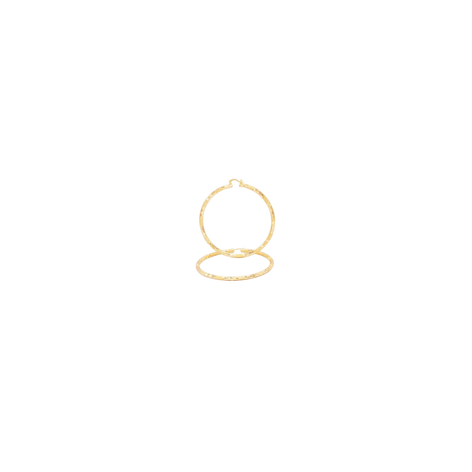 14K Gold-Filled Box Textured Cut Hoop Women Earrings 4 mm Thick 25-80 mm